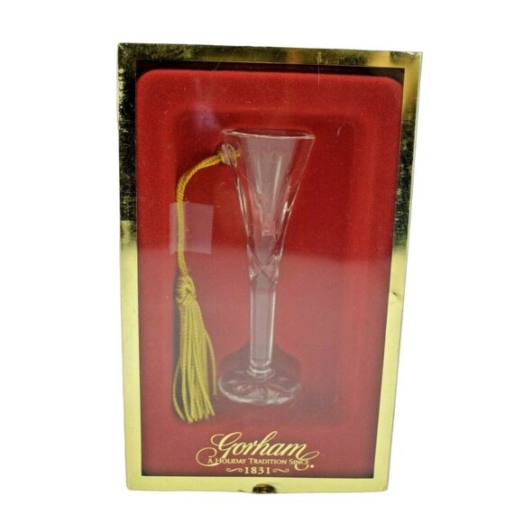 Gorham Lady Anne Champagne Flute Crystal Christmas Ornament Dated 2000 - Picture 1 of 4
